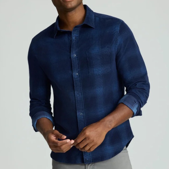 UNTUCKit Other - UNTUCKit Men’s Corduroy Navy Plaid Long-Sleeve Button-Down Shirt Medium Slim Fit